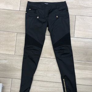 Balmain Black Silk Biker Pant